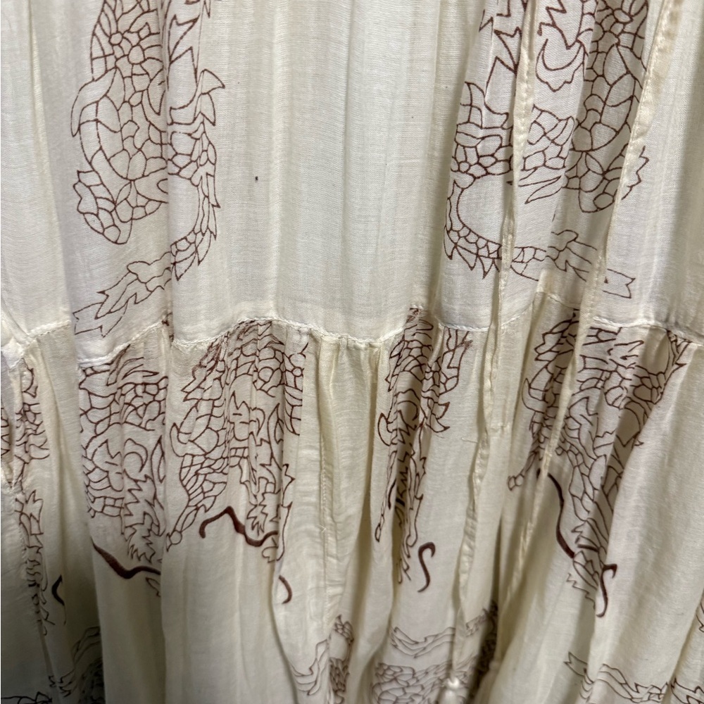 Dolma Bohemian ivory Dress with Patterned Sleeves size large - Picture 2 of 9